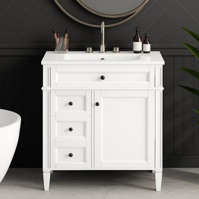 Meuble-lavabo 30 po avec comptoir simple, 2 tiroirs et tiroir basculant