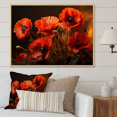 Art floral sur toile coquelicot, impression de champ de fleurs rouges - Champ de coquelicots rouges III