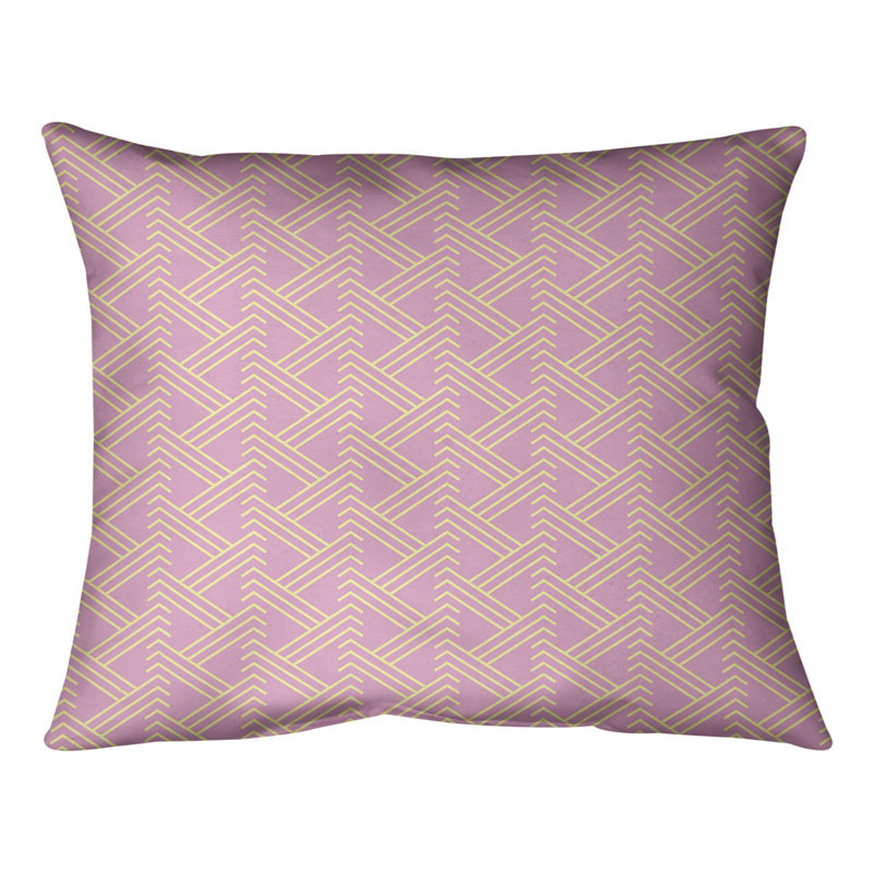 Coussin lombaire à motif Zig Zag, H 10 po x l 14 po, Duvet / Plumes, Rose/jaune