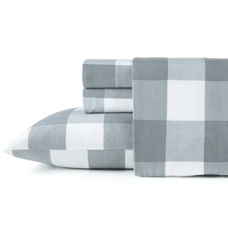 Pointehaven 180 GSM Brushed Cotton Flannel Deep Pocket Sheet Set Cal King Urban Plaid, Cal King, Urban Plaid