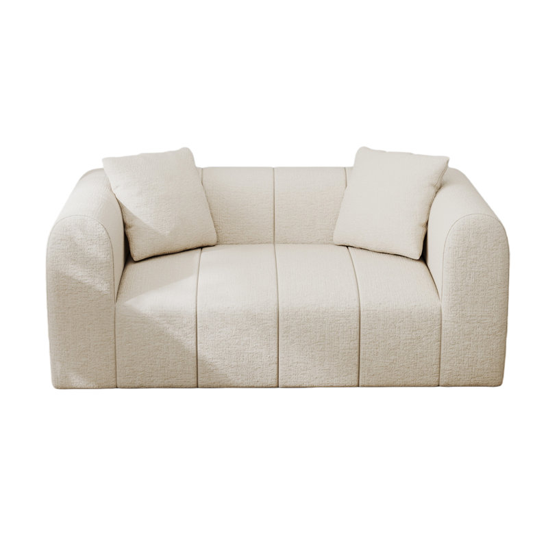 Causeuse en chenille courbée de 65 po Boneless, Beige
