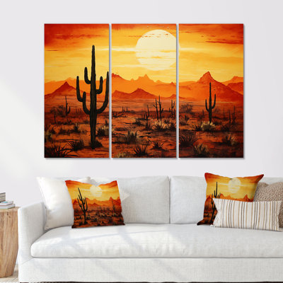 Cactus Sunrise Silhouettes - ensemble d'art mural floral cactus