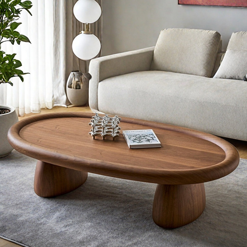 Table basse rétro et niche en bois
