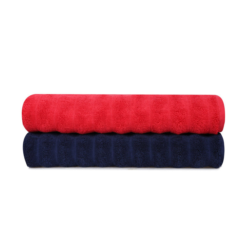 Ensemble de 2 essuie-mains 100% coton 2 pièces, Rouge / bleu foncé