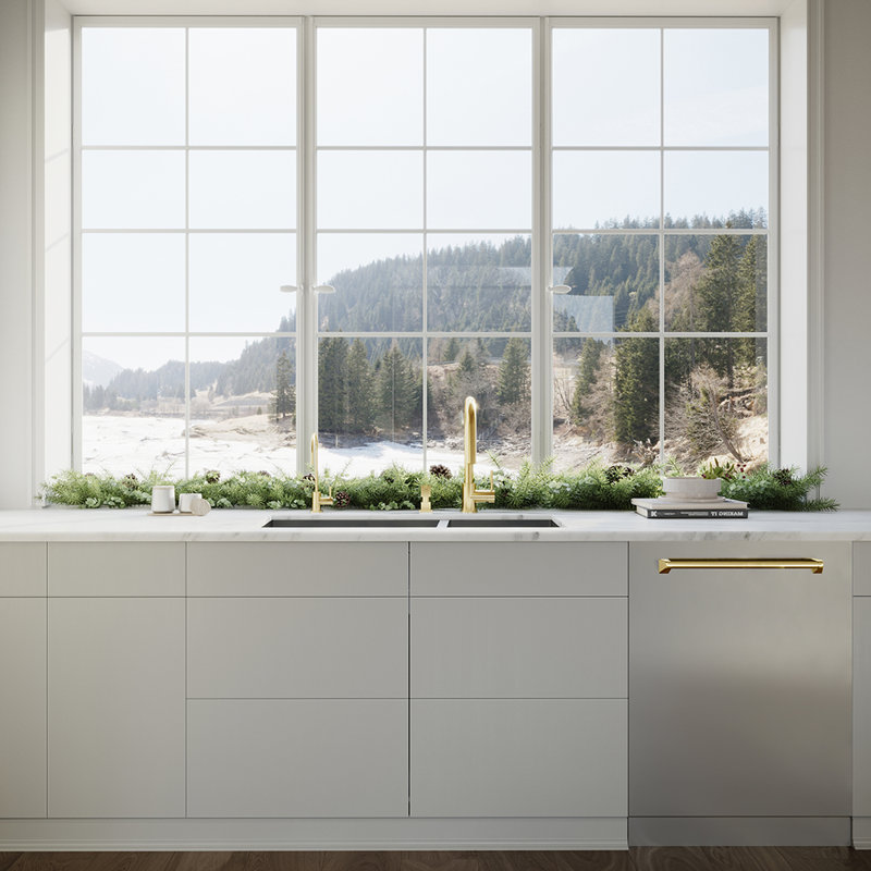 Zline Autograph Edition 24" 45 dBA Built-In Button Control Dishwasher, Gold, Gray