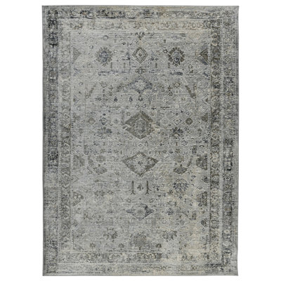 2' X 3' Gray And Charcoal Medallion Area Rug
