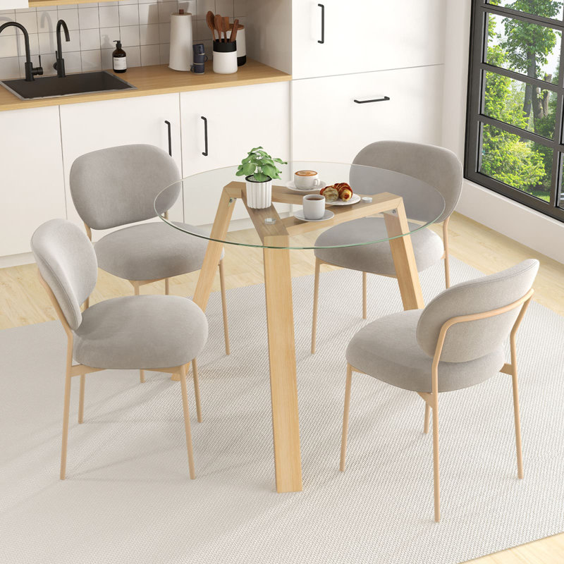 Round Dining Table with Wood Base