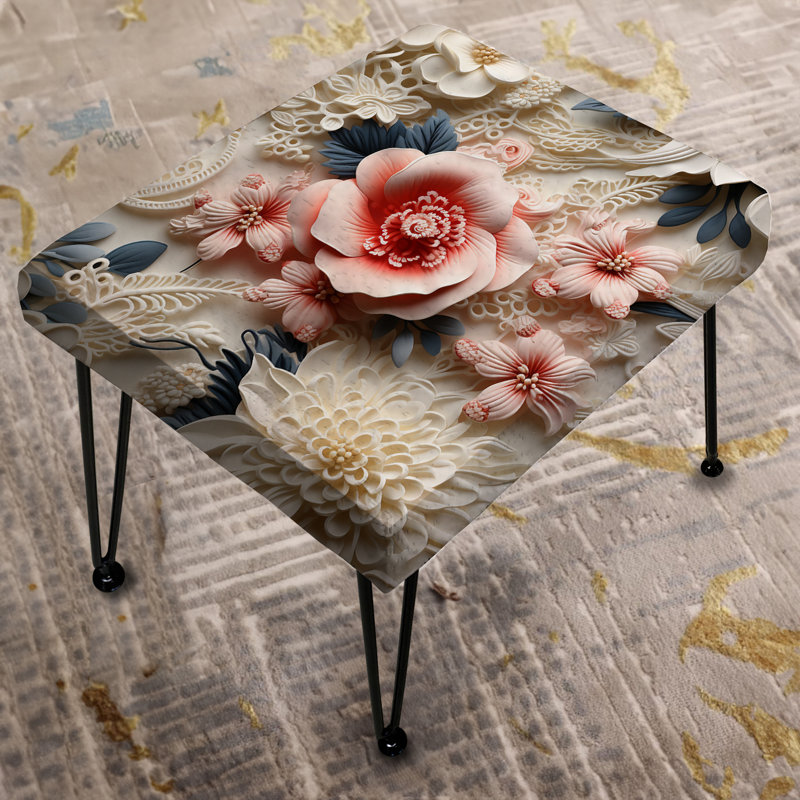 Repose-pieds rectangulaire en dentelle rétro blanc antique