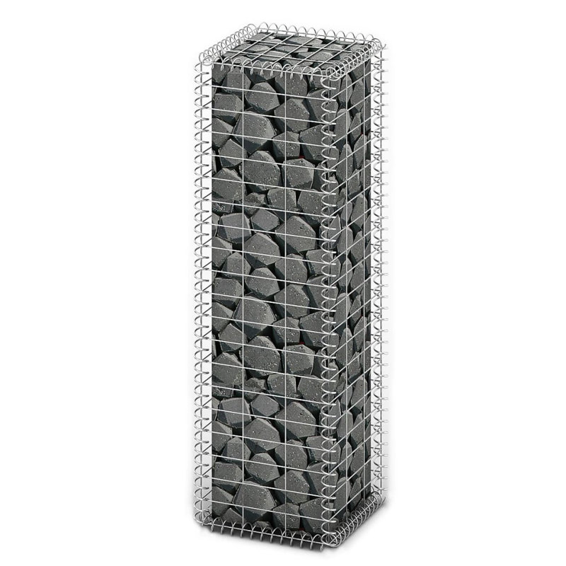 Gesele Grey Metal Gabion Basket, 100cm H x 30cm W x 30cm D
