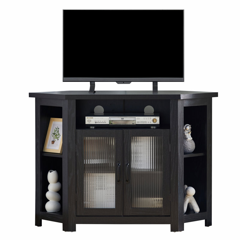 Cenzi 44.09'' W Corner TV Stand with Storage, Black