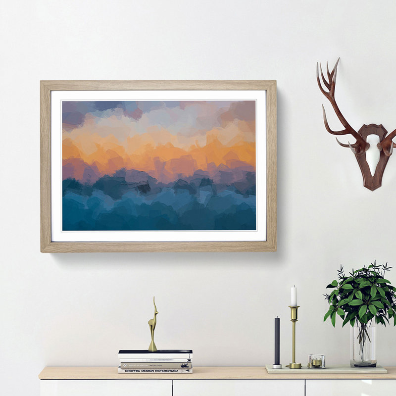 Beautiful Beach in Abstract - Picture Frame Graphic Art Print, 36cm H x 48cm W x 2cm D, Oak Framed