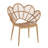 Kirk Outdoor Wicker Peacock Shape Papasan Style Chair, Teak Finished Leg, Light Brown Faux Rattan And Beige Cushion, Set Of 2