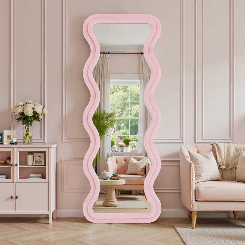 Wavy Full Length Mirror, Pink