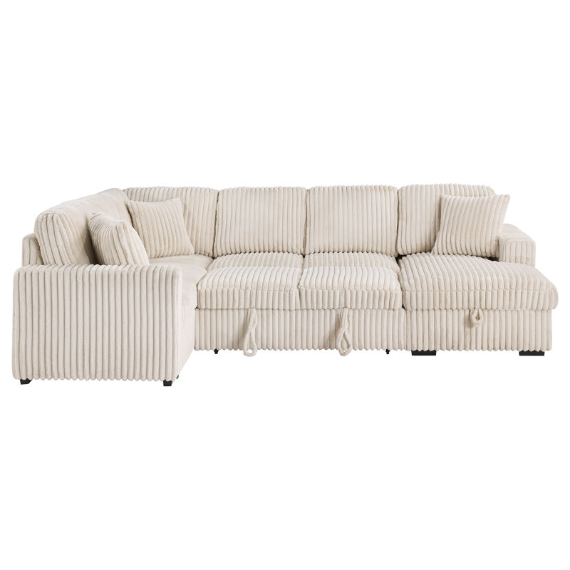 Macauley Sleeper Sectional, Camel Corduroy