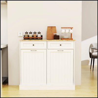 Armoire à ordures inclinable à deux tiroirs et deux compartiments pour une gestion et un rangement efficaces des déchets dans les cuisines modernes