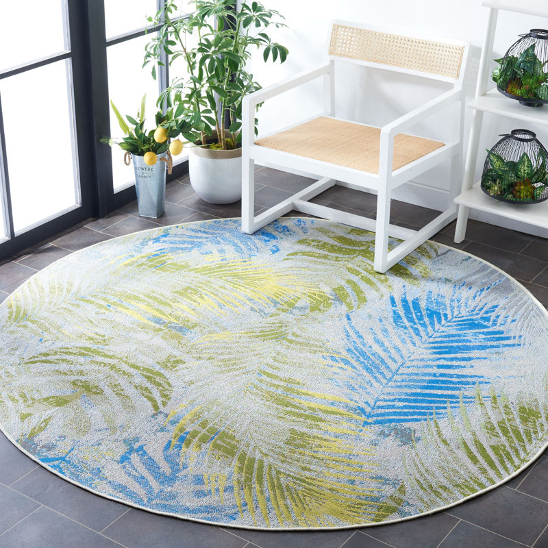 Lietz Performance Floral Indoor/Outdoor Area Rug, Round 6'7"