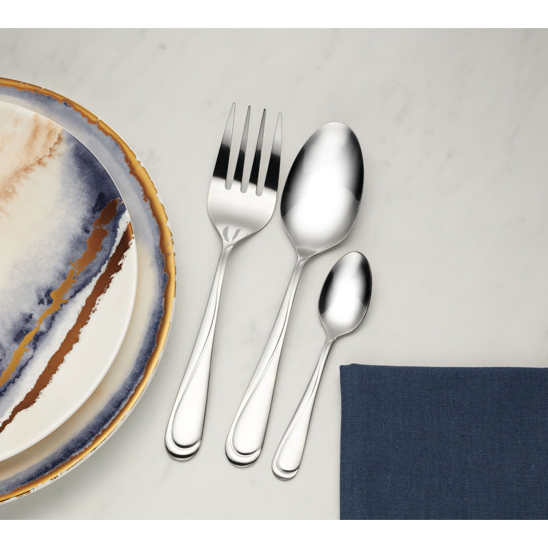 Swirl Mirror Finish 58-Piece Stainless Steel Flatware Set