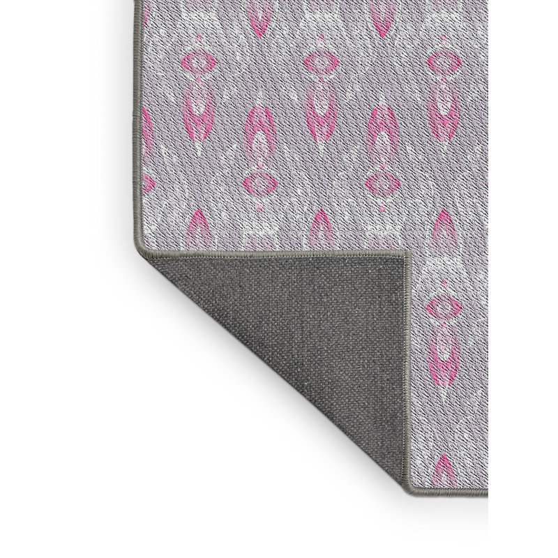 Tapis rose/zone grise à motifs, Rectangle 2 pi x 5 pi