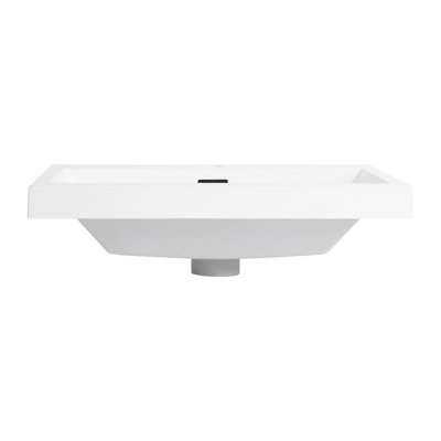 Welton 24" Bathroom Resin Sink In Gloss White, Showcasing Elegant And Feature For Bathroom, Illustrating Long-Lasting Stylish