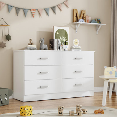 Dresser for Bedroom,6 Drawers Dresser Modern Wood Double Chest of Drawers for Bedroom Living Room