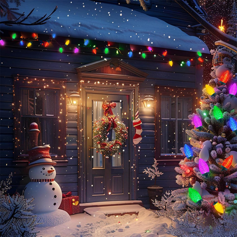 50 Light 32 Ft. Outdoor LED C9 Christmas Novelty String Light Holiday Decor Lights, Multicolor