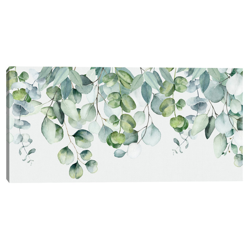 Eucalyptus Green and White Canvas Wall Art 36" x 24"