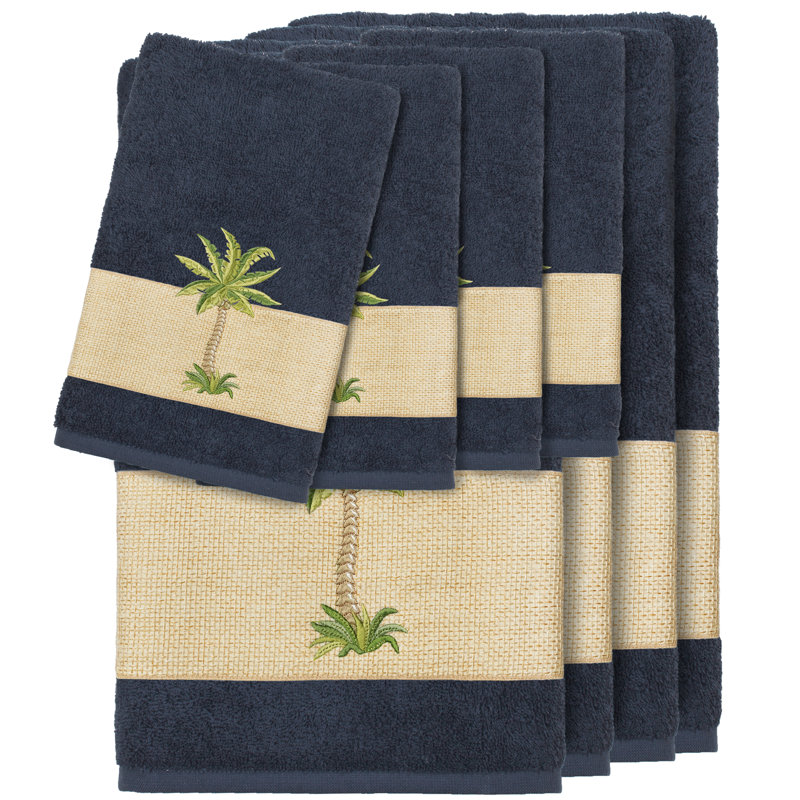 Colton 8 Piece 100% Premium Turkish Cotton Towel Set, Midnight Blue