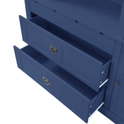Extra-Large Pantry Cabinet with Hutch Drawers and Adjustable Storage