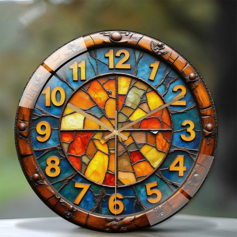 Horloge murale vitrail vintage 12 po