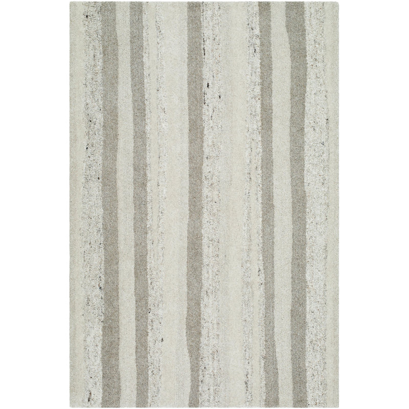 Altonya Hand Tufted Wool Striped Rug, Rectangle 9' x 12'