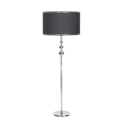 Élégante lampe sur pied en métal, anthracite et chrome, 15,7 po de diamètre x 63 po de hauteur | Douille E27, 40 W maximum | Comprend les instructions d'installation | Conception moderne pour le salon, la chambre à coucher et le bureau, solution d'éclairage élégante