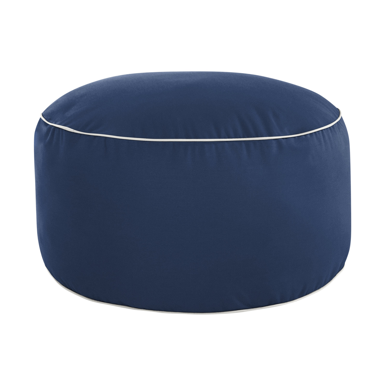 Demi Round Upholstered Outdoor Ottoman with Sunbrella® Cushion, Canvas Navy Sunbrella® Canvas