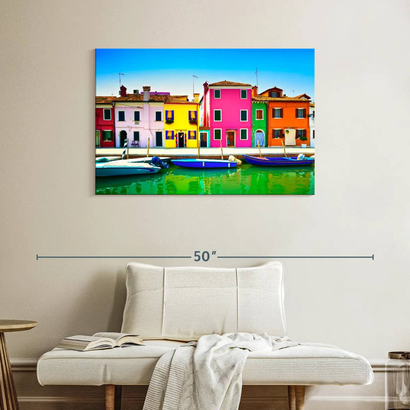 Ravi, maisons colorées de l'île de Burano, H 26 po x l 39 po