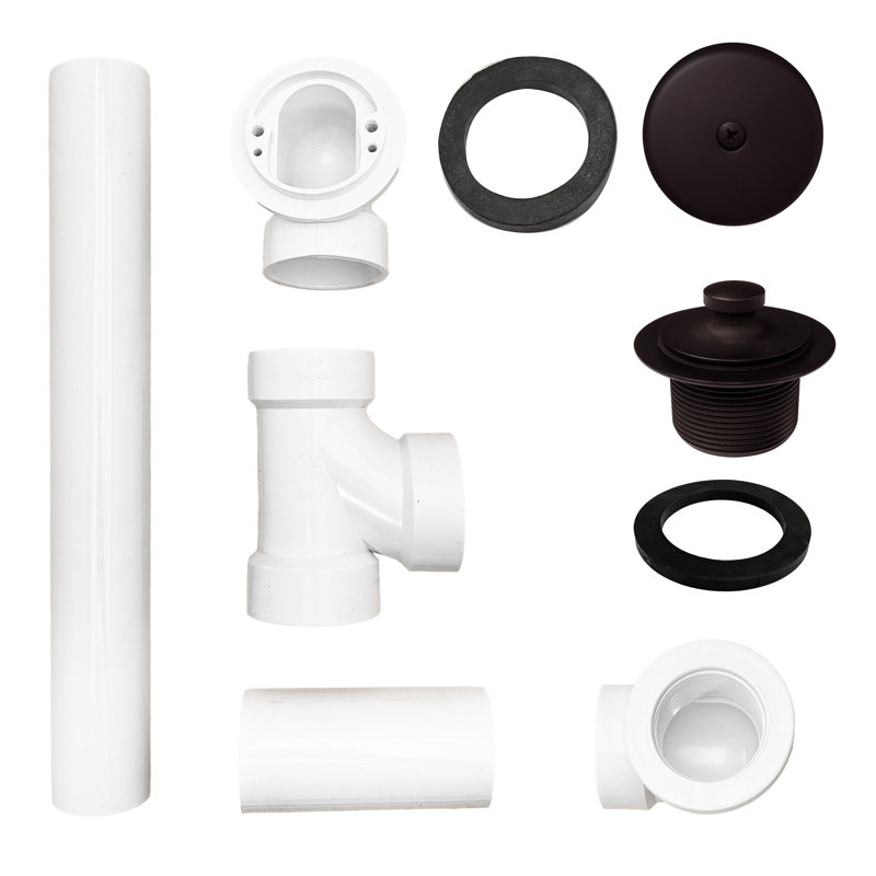 1-1 / 2 x 12 sch. Ensemble de drain de baignoire 40 pieds en PVC avec trop-plein à un trou, Bronze huilé