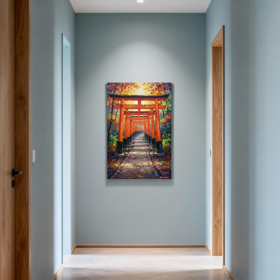 Landscape & Nature Autumn Torii Pathway Vibrant Colours Forest Scene