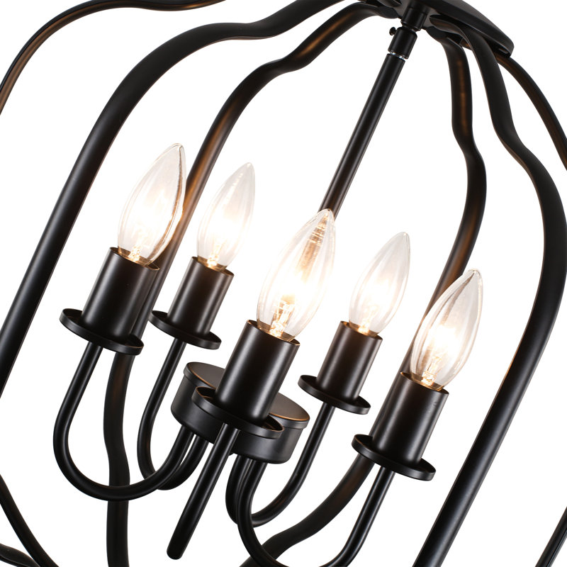 Lustre de ferme noir 5 lumières à intensité variable