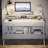Kravitz Writing Desk with Drawers, Computer Desk with Metal Base, White Desk-1470163661