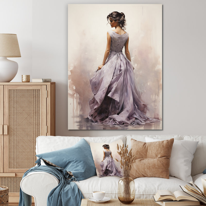 Décoration murale mauve, danse silencieuse - Portrait, H 20 po x l 12 po x P 1 po, Toile tendue