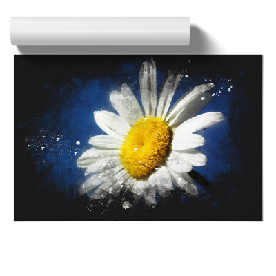 White Daisy Paint Splash - Frameless Print
