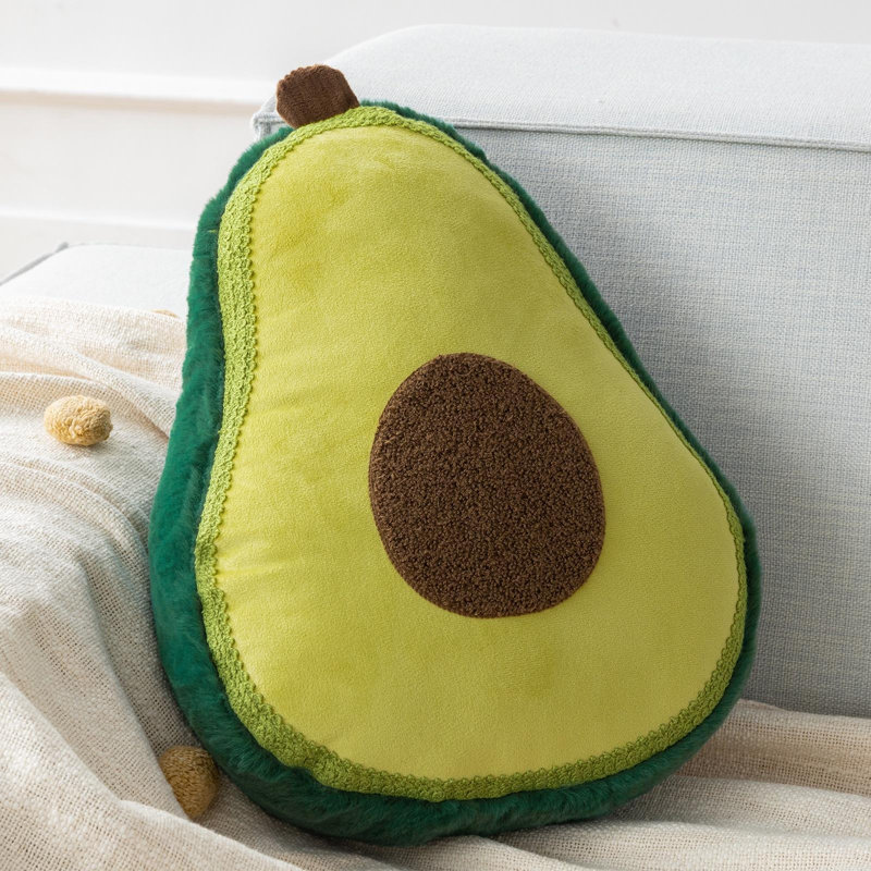 Avocado Shaped Decorative Throw Pillow, Whimsical Fruit Plush Cushion, Avocado