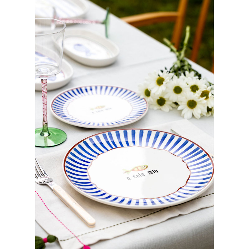 Ensemble de 6 assiettes élégantes en céramique, 10,2 x 10,2 x 0,8 po | 100% lavable au lave-vaisselle, superbe couleur bleue | Parfait pour les dîners, les invités et l'utilisation quotidienne, design durable et élégant