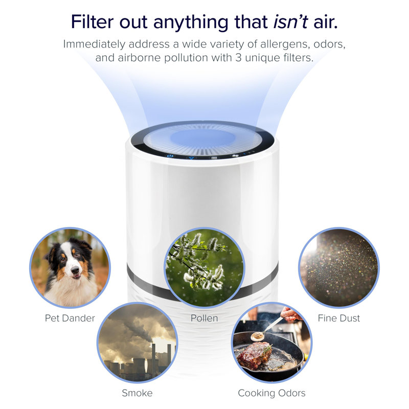 Air Purifiers for Home, High Efficient Filter for Smoke, Dust and Pollen in Bedroom, Filtration System Odour Eliminators for Office with Optional Night Light, LV-H132 1 Pack