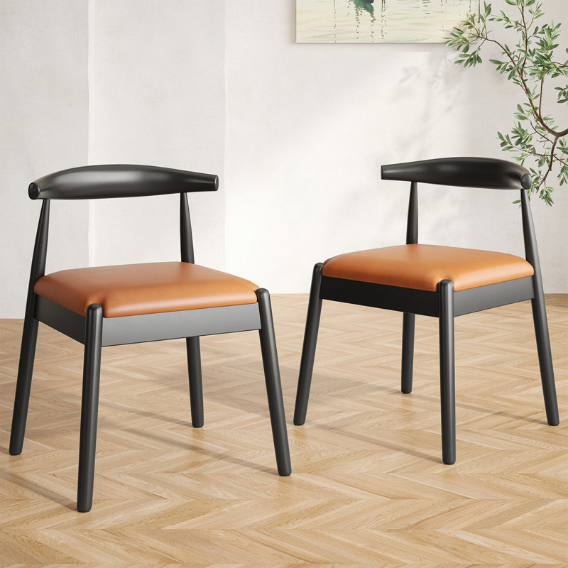 Chaises de salle à manger en tissage, Brun, Noir