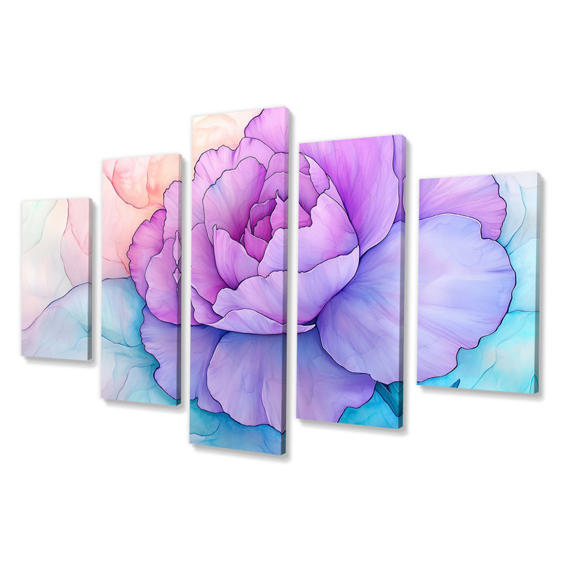 Mauve Harmony of Carnation Flower I - œillets, impression sur toile, 5 panneaux