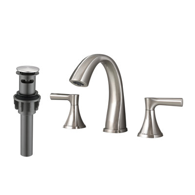 Robinet de lavabo de salle de bain à deux poignées à 3 trous avec ensemble de drain (nickel brossé)