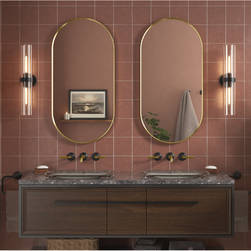 Purist 2 Light Indoor Bathroom Vanity Light Fixture, UL Listed, 21.875" H x 4.75" W x 6.875" D, Matte Black