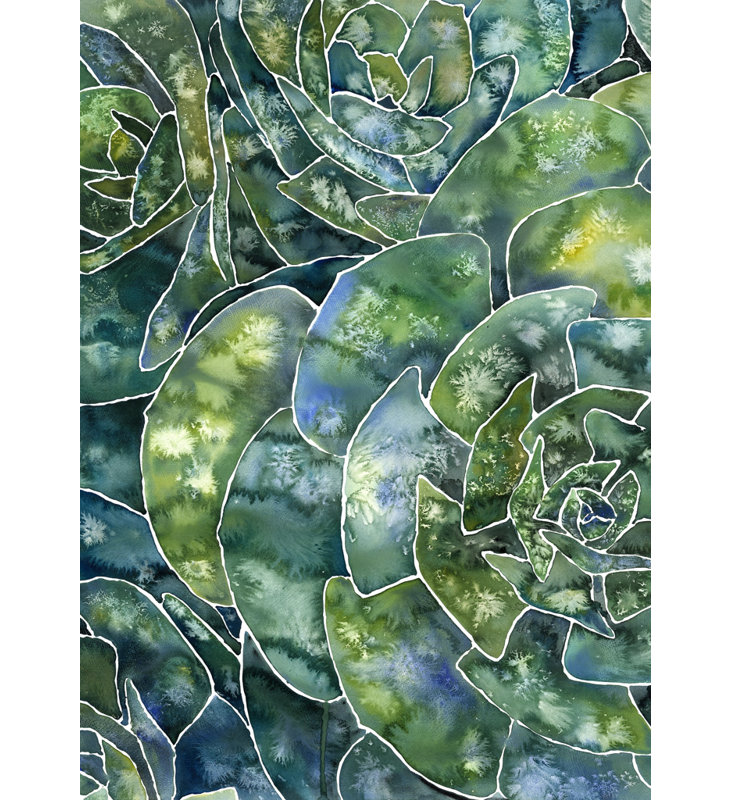 Plantes abstraites abstraites - formes sur toile verte pour la décoration intérieure