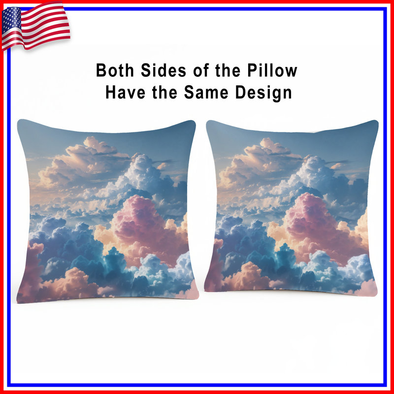 Fluffy Pastel Clouds Double Sided Throw Pillows, 14 x 14 inches