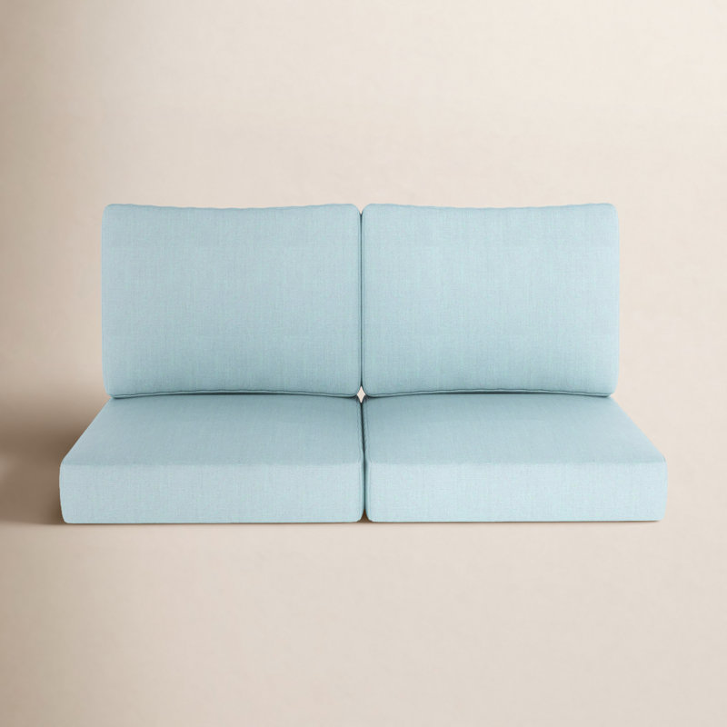 Sunbrella® Outdoor Loveseat Seat / Back Cushion, Sunbrella Bliss Dew