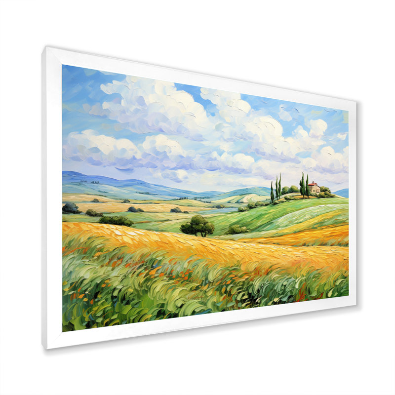 Van Gogh, reproduction d'art sur toile, "Rolling Hills I", H 30 po x l 40 po x P 1,5 po, Encadrement blanc